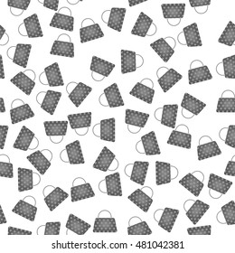 Vector Seamless Womens Grey Handbags Pattern on White Background.