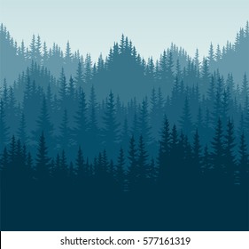 vector seamless woodland forest mountains illustration