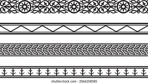 Vector seamless Yakut national ornament. Monochrome frames, borders for decoration. Can be used for sandblasting, plotter and laser cutting
