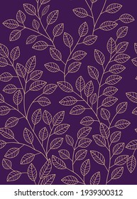 vector seamless yellow leaves pattern in dark purple background. contrast color scheme.