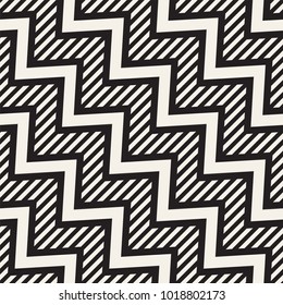 Vector seamless zigzag line pattern. Abstract stylish geometric background. Repeating monochrome lattice background