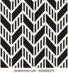 Vector seamless zigzag line pattern. Abstract stylish geometric background. Repeating monochrome lattice background