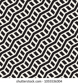 Vector seamless zigzag line pattern. Abstract stylish geometric background. Repeating monochrome lattice background