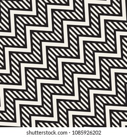 Vector seamless zigzag line pattern. Abstract stylish geometric background. Repeating monochrome lattice background