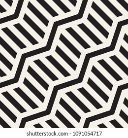 Vector seamless zigzag line pattern. Abstract stylish geometric background. Repeating monochrome lattice background
