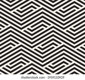 Vector seamless zigzag line pattern. Repeating abstract background. Black and white geometric Modern stylish design,