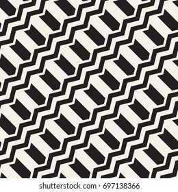 Vector seamless zigzag line pattern. Abstract stylish geometric background. Repeating monochrome lattice background