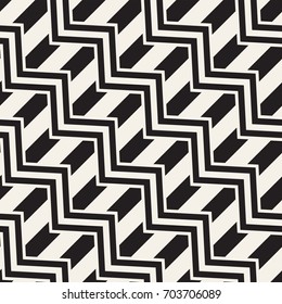 Vector seamless zigzag line pattern. Abstract stylish geometric background. Repeating monochrome lattice background