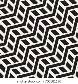 Vector seamless zigzag line pattern. Abstract stylish geometric background. Repeating monochrome lattice background