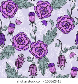 Vector seamlesss Floral pattern, unreal funky flowers