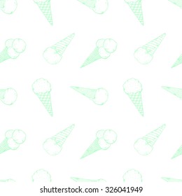 Vector seammless pattern with cute hand-drawn ice creams