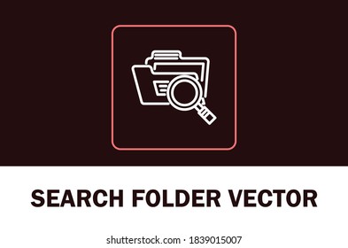 Vector of search folder icon. Isolated on dark background.