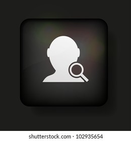 Vector search friend icon on black. Eps10