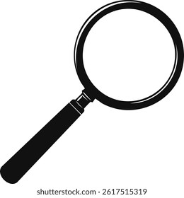 Vector Search Icon in Black and White with Detailed Circular Lens and Minimalist Design