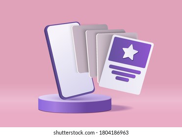 Vector search mobile mockup 3d realistic vector, mockup minimal search icon with geometric smartphone device. Background vector 3d rendered with podium. Stage showcase 3d scene studio search mockup