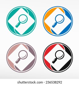 Vector search round icon. Color set element.
