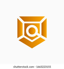 Vector Search shield icon vector logo template.