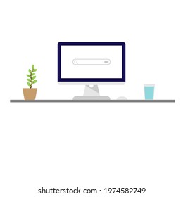 vector searching on computer at office or home, work from home, simple and clean workspace