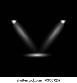 Vector searchlight. Black scene