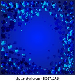 Vector seascape made of blue rhombuses on a blue background. For paper or decoration of the sea or sky.