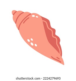 Vector seashell in flat design. Red seashell. Mollusk. 