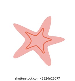 Vector seashell hand drawn, summer marine fauna starfish isolated on white background 
