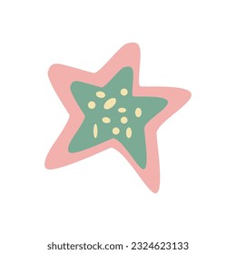 Vector seashell hand drawn, summer marine fauna starfish isolated on white background 
