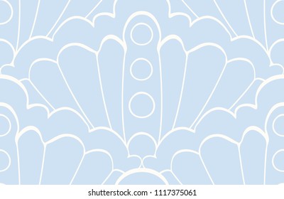 Vector Seashell Lace blue seamless pattern background. Perfect for fabric, scrapbooking and wallpaper projects.