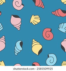 Vector Seashell Pattern Repeat Seamless for Wallpaper Background Cover Packaging