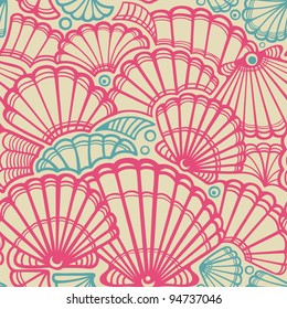 Vector seashell seamless pattern