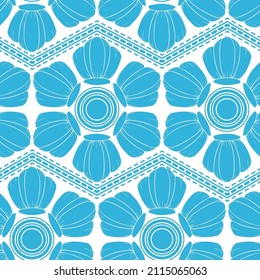 Vector seashells seamless surface pattern design in line art style and solid flat colors. Beautiful shell patterns perfect for summer and any beach theme occasions.
