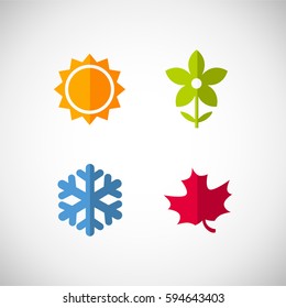 Vector Season Icons. Four Seasons Icon Symbol Vector Illustration. Weather