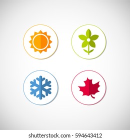 Vector Season Icons. Four Seasons Icon Symbol Vector Illustration. Weather