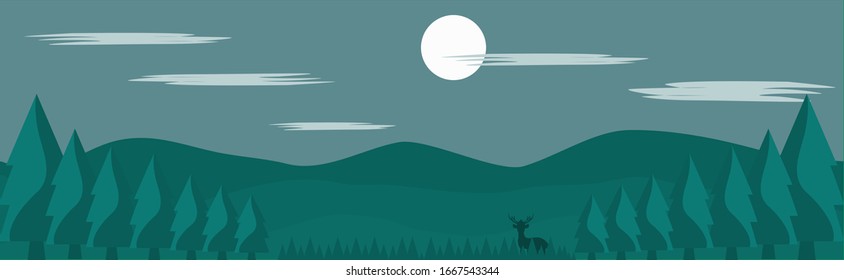 Vector season landscape in a minimalist style.Vector banners with nature.