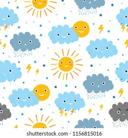 Vector season pattern on white background.