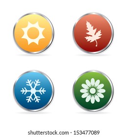 Vector Season Symbols In Buttons.