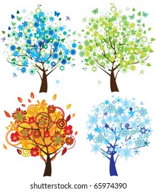 Vector Season Trees Stock Vector (Royalty Free) 65974390 | Shutterstock