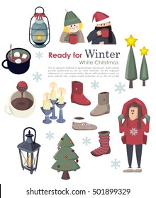 Vector seasonal illustration for winter and Christmas holiday.
