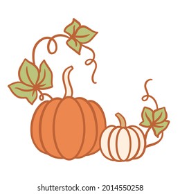 Vector Seasonal Pumpkin Illustration. Thanksgiving and Halloween elements. Linear Design. Fall Decoration.