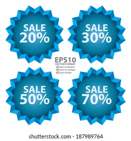 Vector : Seasonal, Special Promotion or Marketing Material, Blue Sale 20 - 70 Percent Icon or Label Isolated on White Background