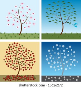 Vector Illustration Four Seasons Stock Vector (Royalty Free) 116535769 ...