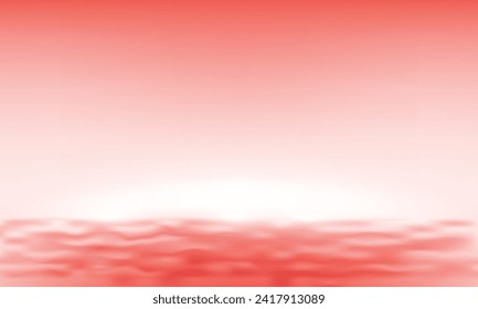 Agua de mar vectorial en el océano y fondo del cielo rojo de verano.