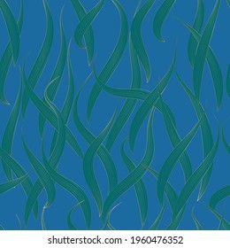 Vector seaweed texture seamless pattern background.