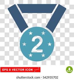 Vector Second Medal EPS vector icon. Illustration style is flat iconic bicolor cyan and blue symbol on a transparent background.
