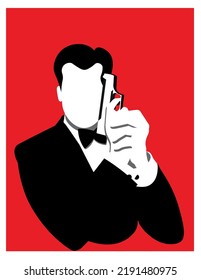 vector of a secret agent with a gun in his hand