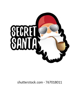 vector secret santa label or sticker isolated on white background. 