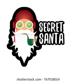 vector secret santa label or sticker isolated on white background. 