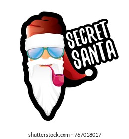 vector secret santa label or sticker isolated on white background. 