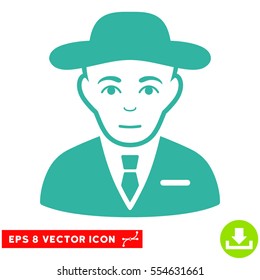 Vector Secret Service Agent EPS vector pictogram. Illustration style is flat iconic cyan symbol on a transparent background.