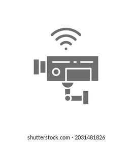 Vector security camera, surveillance, CCTV grey icon.